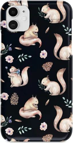 Vista 21 de Inspired Cases - Funda con textura 3D para iPhone Xs Max - Funda protectora de goma para Apple iPhone Xs Max - Patrón de acuarela de ardilla - Negro