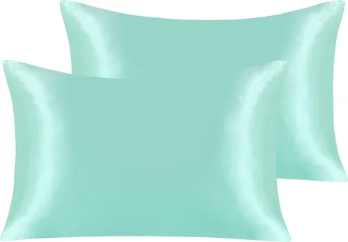Vista 77 de NTBAY Paquete de 2 fundas de almohada estándar de satén para cabello y piel, lujosas y sedosas fundas de almohada con cierre de sobre, 20 x 26