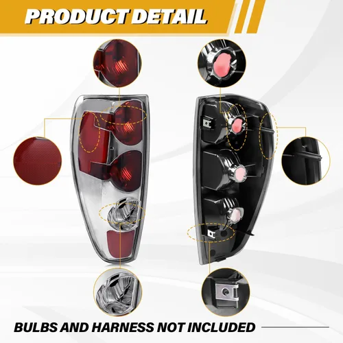 Vista 6 de Conjunto de luces traseras en par compatible con Chevrolet Colorado/GMC Canyon 2004-2012, repuesto de lámpara trasera de freno halógeno estilo OE