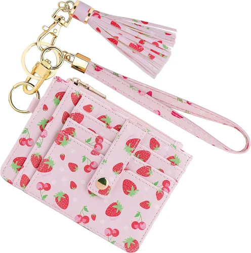 Vista 16 de KNGITRYI Billeteras pequeñas de pulsera para mujer RFID para tarjetas de crédito, cartera con llavero, cartera para tarjetas de crédito