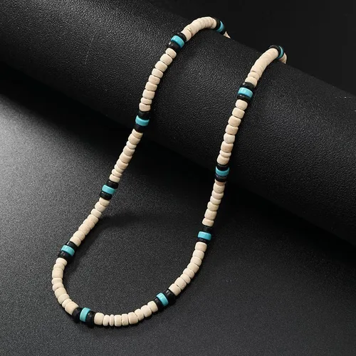 Vista 2 de Caiyao Puka - Collar de cuentas de concha para hombre, collar de semillas de surfista de verano, collar de cuentas de concha de mar para mujer