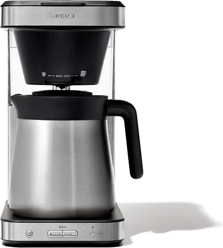 Vista 2 de OXO Cafetera de 8 tazas, molinillo de café cónico de acero inoxidable y rebabas