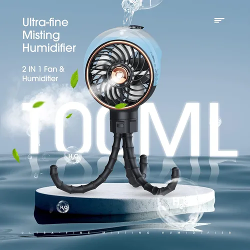 Vista 3 de Ausic Ventilador portátil Mister de 3.5 fl oz para cochecito, batería recargable segura para bebés, esenciales para bebés, ventiladores de clip