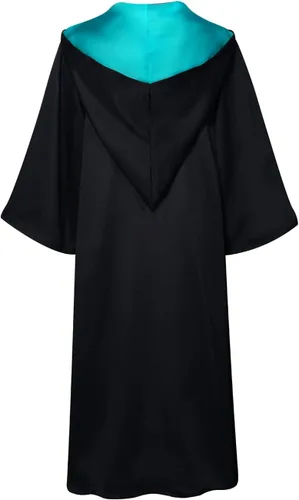 Vista 2 de XSAORO Bata mágica de mago de bruja, uniforme escolar, capa con capucha, capa de viento, disfraz de Halloween para estudiantes
