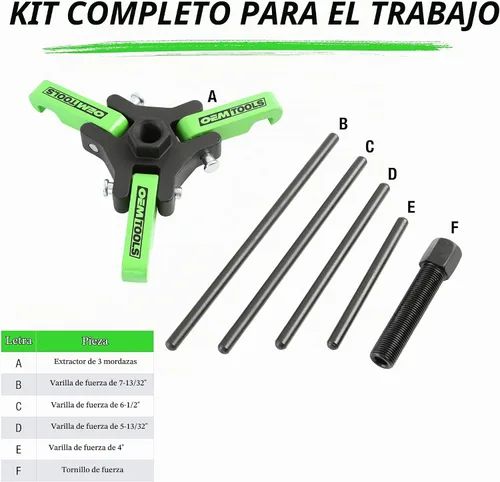 Vista 5 de OEMTOOLS 25090 juego de tirador de equilibrio armónico Spring-loaded Jaws, Comes in Storage Case, Removes Damper Pulleys in Tight Engine Compartments
