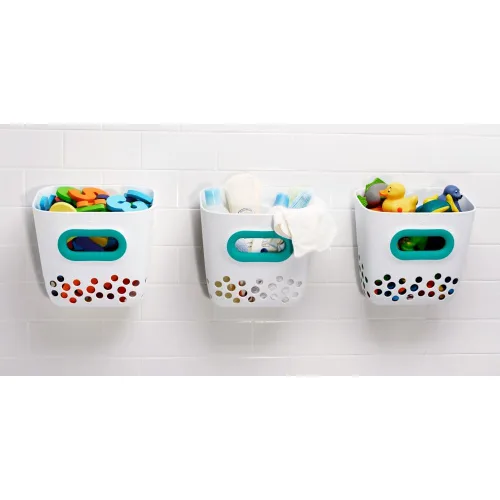Vista 7 de OXO Tot. Papelera de juguete para baño, color verde azulado