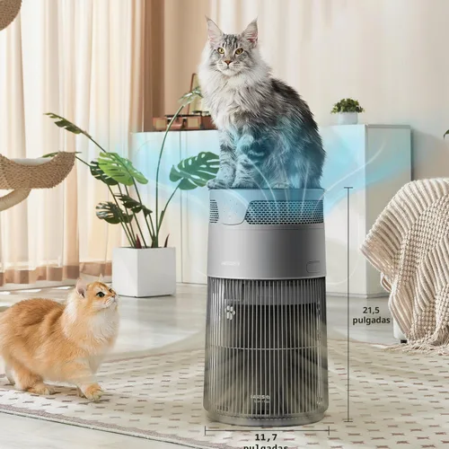 Vista 3 de WISESKY Purificador de aire para gatos con cable resistente a mordeduras y rejilla ancha y protección contra vuelcos Purificador de aire