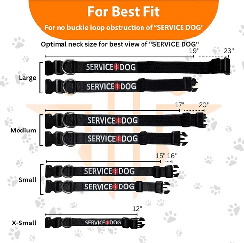 Vista 3 de Tacticollar - Collar de perro de servicio, nailon, ajustable, bordado (XS, 10-12 pulgadas de largo x 1 pulgada de ancho)
