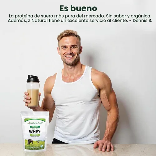 Vista 6 de Concentrado de proteína de suero orgánico USDA Organic, Cold-Processed, Single-Ingredient, Unflavored, No Added Sweeteners or Fillers, Mixes into