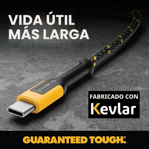 Vista 6 de DEWALT Heavy Duty USB C Cable (USB 2.0, Black, 1 feet)