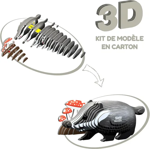 Vista 2 de EUGY 094 Badger - Rompecabezas de papel 3D ecológico
