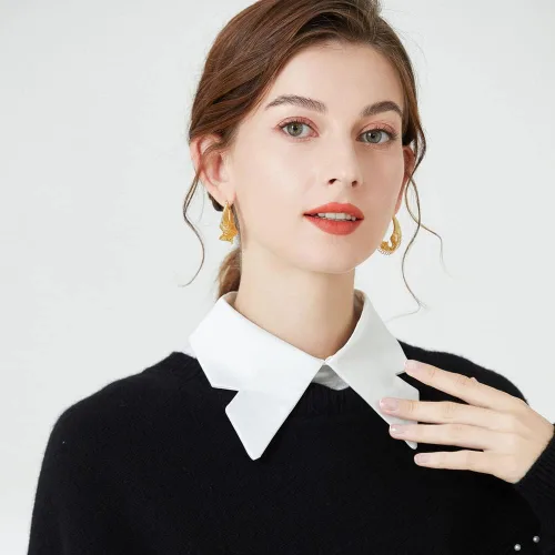 Vista 4 de Blusa de media camisa con cuello falso desmontable para mujeres y niñas