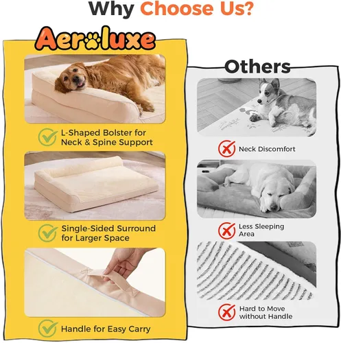 Vista 3 de Cama para perros de tamaño grande, cama ortopédica para perros grandes, cama impermeable para mascotas con funda extraíble lavable, sofá