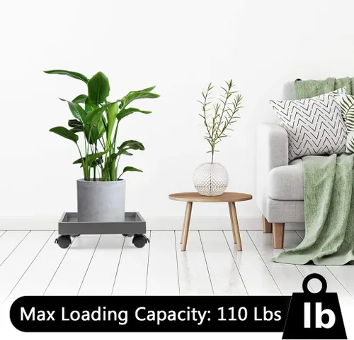 Vista 5 de Skelang Plataforma cuadrada con ruedas para plantas, bandejas de plástico ABS, resistente, capacidad de carga de 110 libras