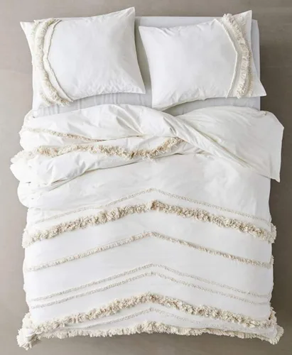 Vista 22 de Edredón hippie puro con borlas para dormitorio, manta bohemia con flecos indios, funda de edredón de algodón para mujer con fundas de almohada
