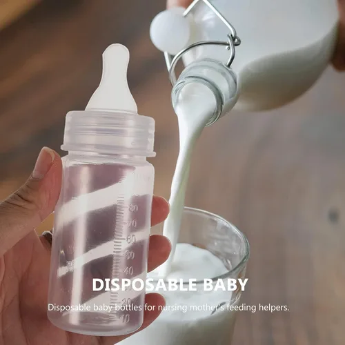 Vista 7 de EXCEART Botellas de leche desechables para recién nacidos, paquete de 5 con tetina suave y flexible, biberones para bebés, listos para usar