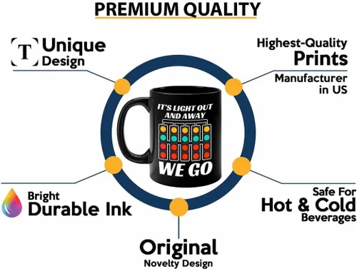 Vista 2 de Taza de café Racer de 11 onzas, color negro, con texto en inglés "It's Light Out", Fuel Speed Racer Car Guys Circuit Automotriz Racing Boy Regalos