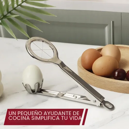 Vista 4 de Best Utensils - Cortador de huevos de acero inoxidable, divide huevos duros en 6 segmentos iguales en una sola acción