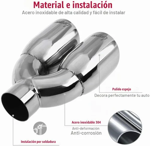 Vista 5 de Caño de escape doble de 2,5 pulgadas 2 1/2" Inlet 3 1/2" Outlet 9.5" Length Polished Exhaust Tailpipe Tips 1.2mm Thickness Double Wall Slant Edge