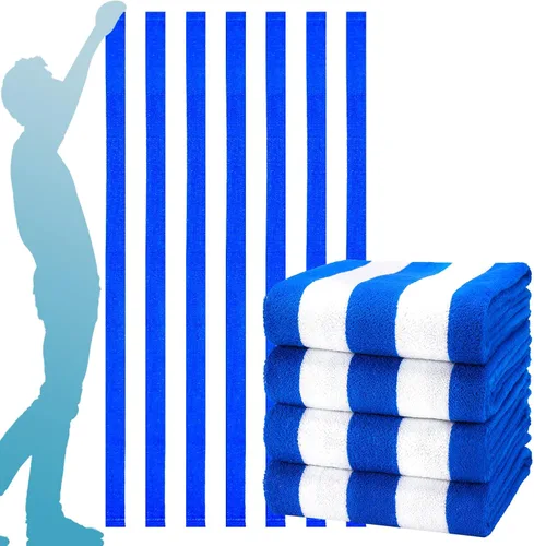 Vista 9 de Paquete de 4 toallas de baño extra grandes a rayas, juego de toallas de baño a granel, tamaño XL, grandes, esponjosas, absorbentes, de microfibra