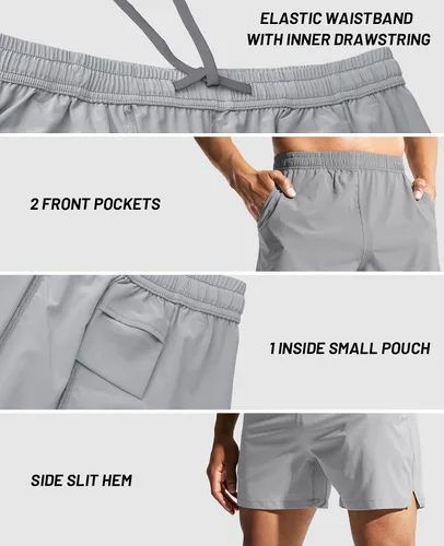 Vista 4 de MIER Pantalones cortos deportivos para correr de 5 pulgadas para hombre con bolsillos, de secado rápido, ligeros, pantalones cortos de entrenamiento
