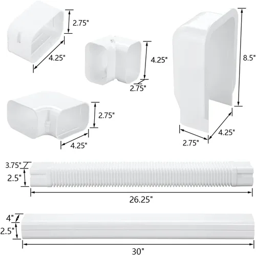 Vista 2 de LCGP Kit de cubierta decorativa de PVC de 4 pulgadas y 14 pies, adecuado para sistemas de bomba de calor y aire acondicionado mini split
