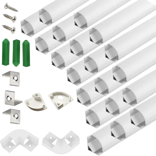Vista 13 de THMOOTHER Difusor de canal de tira LED en forma de V de 3.28 pies de resistencia a los rayos UV, paquete de 6 perfiles de aluminio con cubierta