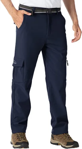 Vista 7 de BGOWATU Men's Cargo Hiking Pants Fleece Lined Waterproof Windproof Snow Ski Insulated Pant with 6 Pockets