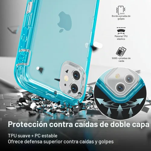 Vista 5 de Follaroma Funda para iPhone 11, Protección Resistente a Prueba de Golpes para Fundas de Teléfono, Anticaídas, Cubierta Protectora Transparente
