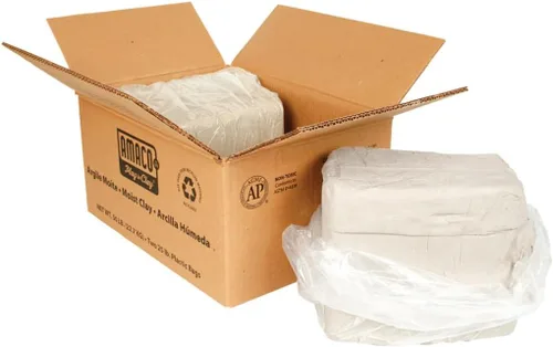 Vista 2 de Amaco 45015Y arcilla de modelado húmeda para cerámica, fuego bajo, multiuso, #25 color blanco
