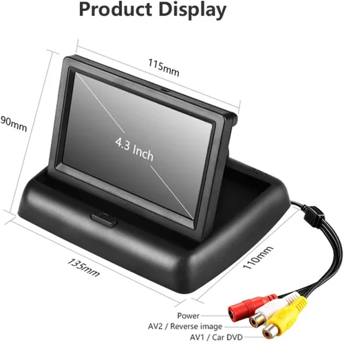 Vista 5 de 4.3 pulgadas pequeño mini digital abatible pantalla de monitor plegable para coche camión vehículo vista trasera kits de estacionamiento invertido