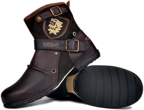 Vista 2 de Botas de tobillo de cuero para hombre con cremallera lateral CD-5008-1-N-S