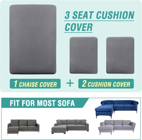 Vista 81 de OKYUK Fundas para sofá modular, 3 piezas, fundas de cojín de terciopelo para sofá, en forma de L, funda de cojín separado para sofá, protector