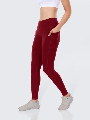 Vista 3 de IBL Leggings suaves para mujer con bolsillos, pantalones de compresión de cintura alta para entrenamiento y yoga