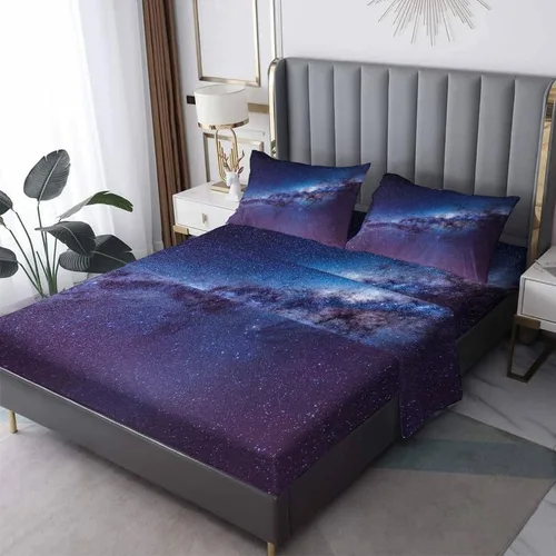 Vista 8 de Galaxy Sheets - Juego de sábanas de tamaño individual, sábanas de microfibra suave y bolsillo profundo, sábanas y fundas de almohada estampadas sin