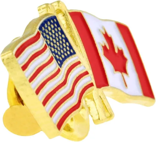 Vista 131 de PinMart Pin de solapa esmaltado con bandera de la amistad cruzada de Estados Unidos y el mundo