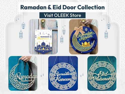 Vista 4 de OLEEK Corona de puerta de ramadán (12 pulgadas), letrero de ramadán mubarak - decoraciones de ramadán para el hogar 2026 - corona de ramadán