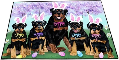 Vista 27 de Doggie of the Day Rottweiler Dogs Floor Mat - 4th of July Independence Day - Best Dog Doormat - Protector Decor - Unique Portrait Art - Premium