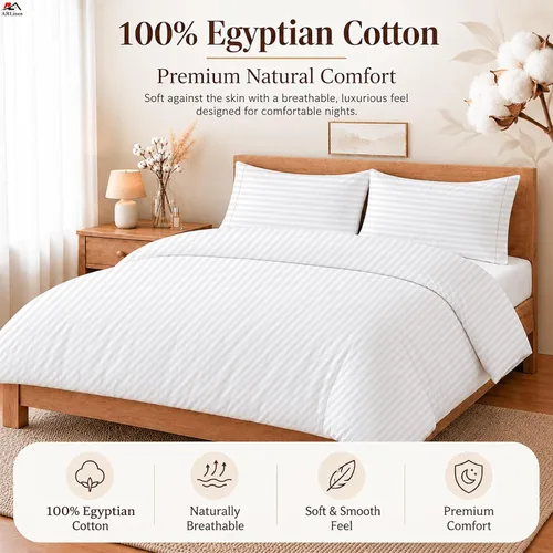Vista 90 de ARlinen Juego de funda de edredón de tamaño individual, 100% algodón egipcio, juego de ropa de cama de 3 piezas con cierre de cremallera, incluye 1