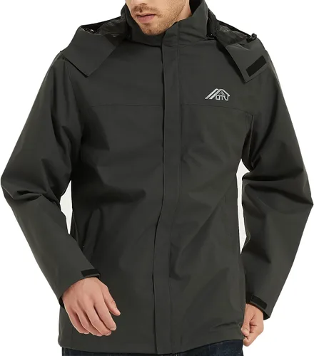 Vista 6 de Chaqueta impermeable ligera para hombre con capucha, para el aire libre, senderismo, viajes