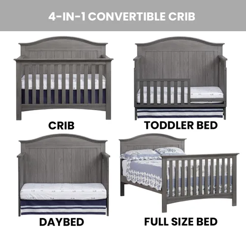 Vista 4 de Soho Baby Chandler - Kit de conversión de cuna a cama de tamaño completo, gris grafito, certificado GreenGuard Gold