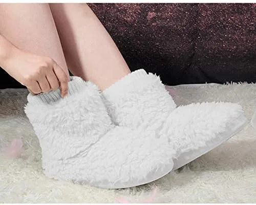 Vista 6 de Pantuflas de tobillo mullidas de forro polar sintético para mujer, cómodas y cálidas, con forro de felpa, suela antideslizante, para interiores