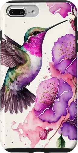 Vista 12 de Hummingbird Floral Watercolor Pink Purple Paint Flowers Case for iPhone 17