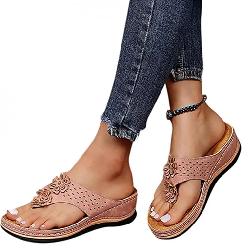 Vista 119 de Ladmiple Sandalias ortopédicas florales de moda 2023 con soporte de arco, zapatillas romanas casuales con puntera abierta