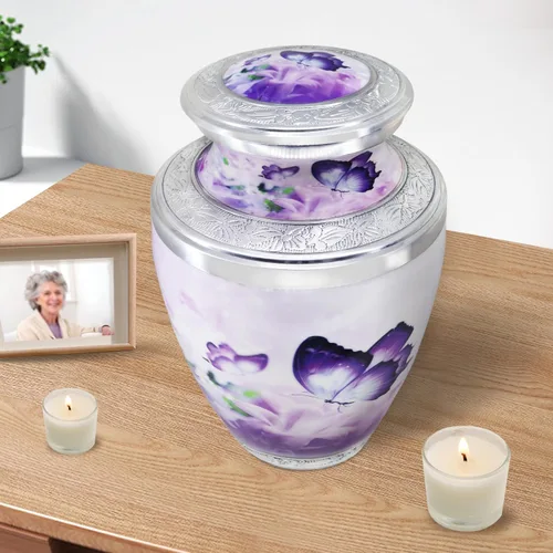 Vista 5 de M MEILINXU Urna para cenizas para mujeres y hombres, urnas de cremación para cenizas humanas, mujeres y hombres, urna de entierro con mariposas