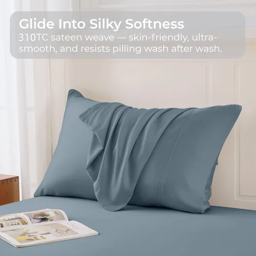 Vista 5 de GOKOTTA Fundas de almohada suaves estándar, Fundas de almohada de seda lujosa y refrescante para quienes duermen con calor, 100% rayón derivado