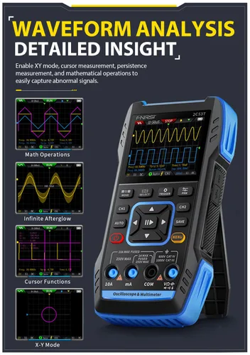 Vista 5 de 【FNRSI Actualizado 2C53T con 2 Sondas P6100】 Osciloscopio/Multímetro/Generador de Señal DDS 3 en 1, Ancho de Banda de 50MHz, Frecuencia de Muestreo