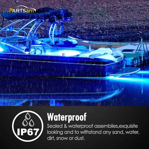 Vista 6 de Partsam 2 barras de luz azul de 30 LED de 8 pulgadas, luz de marcador de camión de remolque, 12 V de baja corriente, luces LED marinas de línea