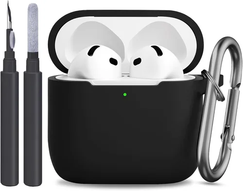 Vista 39 de Funda compatible con AirPods de 4ª generación, funda de silicona protectora suave con kit de limpieza, accesorios para Apple AirPods 4 Gen 2024, LED