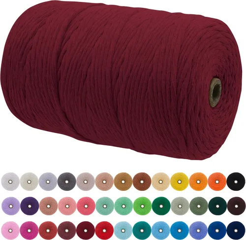 Vista 108 de JeogYong Cordón de macramé de un solo hilo 3 mm x 109 yardas (328 pies) Cuerda de algodón suave Hilo de macramé de 3 mm, suministros de macramé